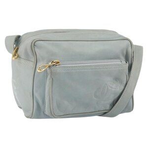 Authentic LOEWE Anagram Shoulder Bag Leather Light Blue Gold